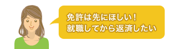 免許は先にほしい。就職してから返済したい。